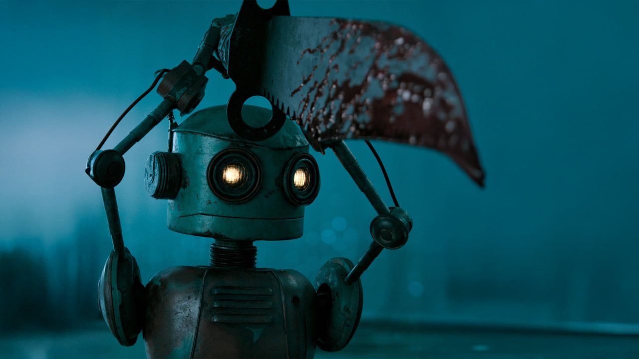 Агрессивный робот с ножом появляется в начале фильма в виде игрушки внутри кран-машины в закусочной