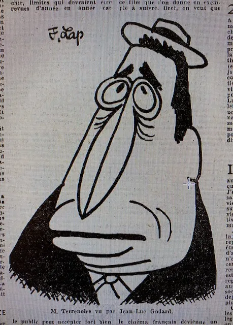 Свою статью о цензуре в издании Combat за 20 сентября 1960 года Жан-Люк Годар проиллюстрировал собственной карикатурой на министра информации Луи Терренуара